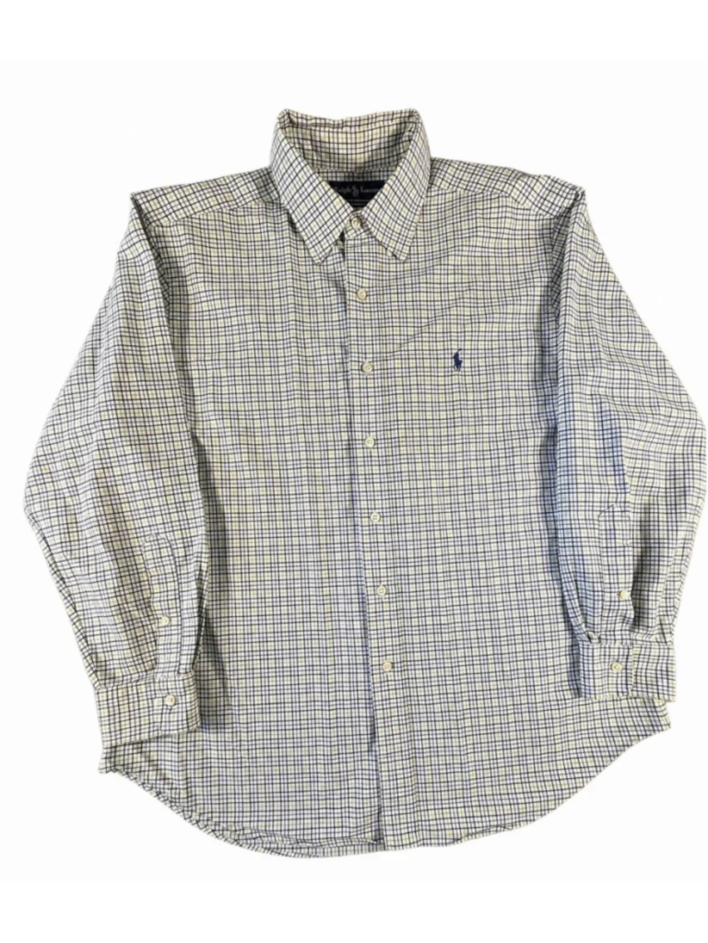 Polo Ralph Lauren Men’s L Classic Fit Blue Green Plaid Button Down Pony